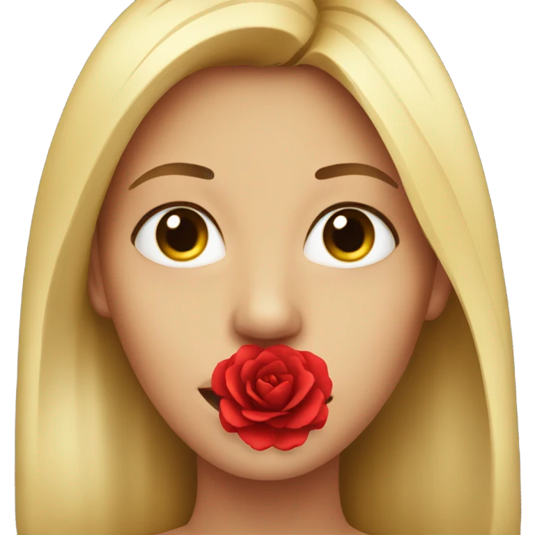 pretty face with red flower in her mout emoji