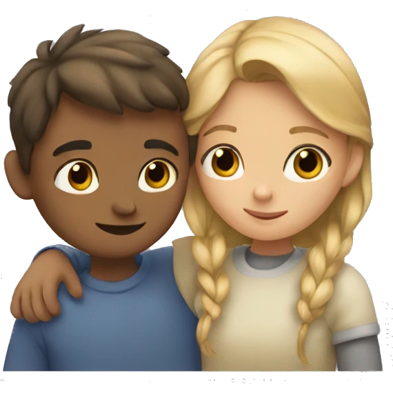 a boy and a girl huggig each other tightly emoji