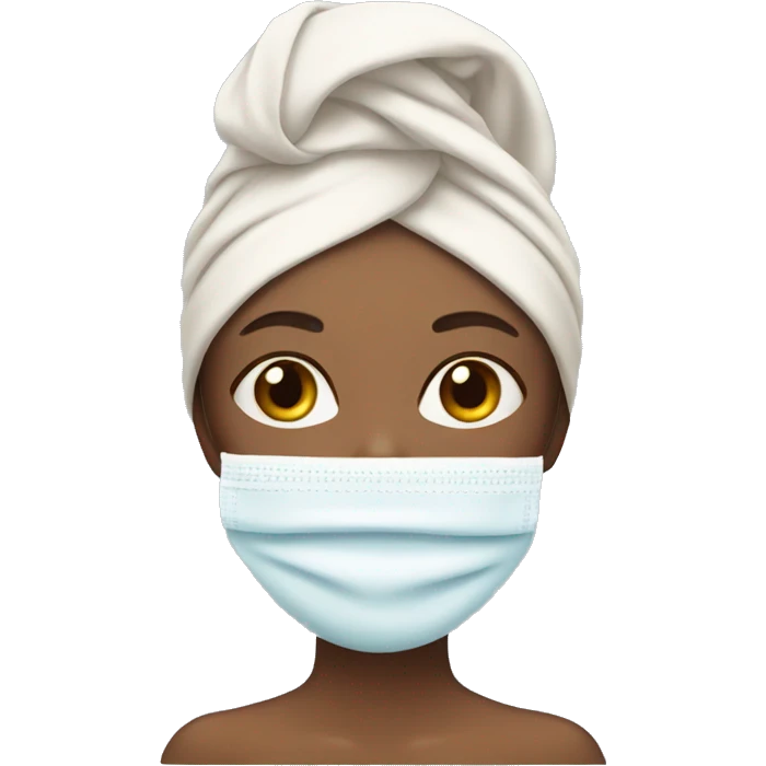 girl with skincare face mask on and towel on head emoji