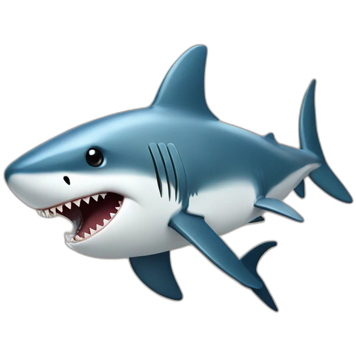 a shark eating a penguin in perpendiculaire position emoji