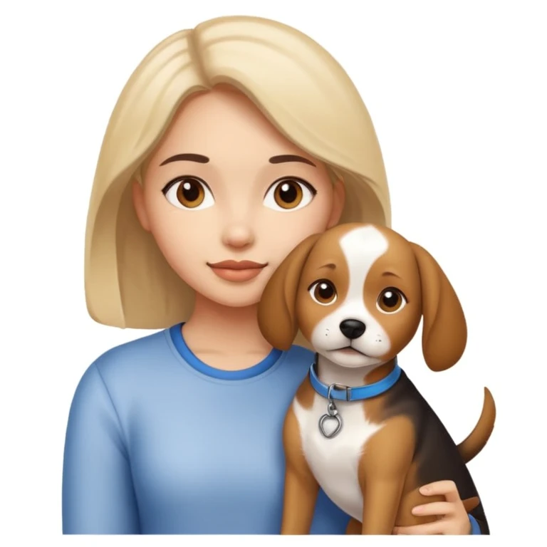 girl and dog posing cute emoji