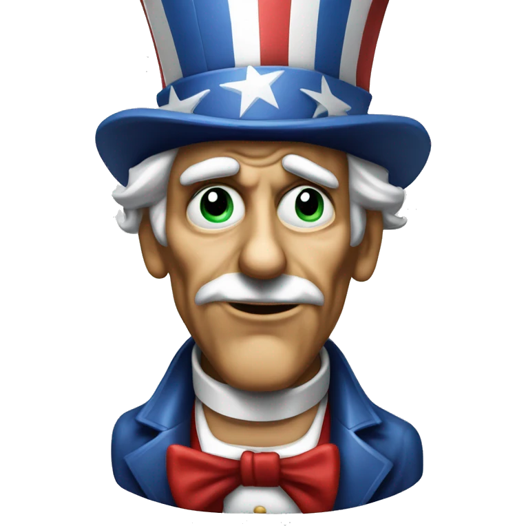 Uncle Sam with pitiful eyes up to his waist photorealistic serious emoji
