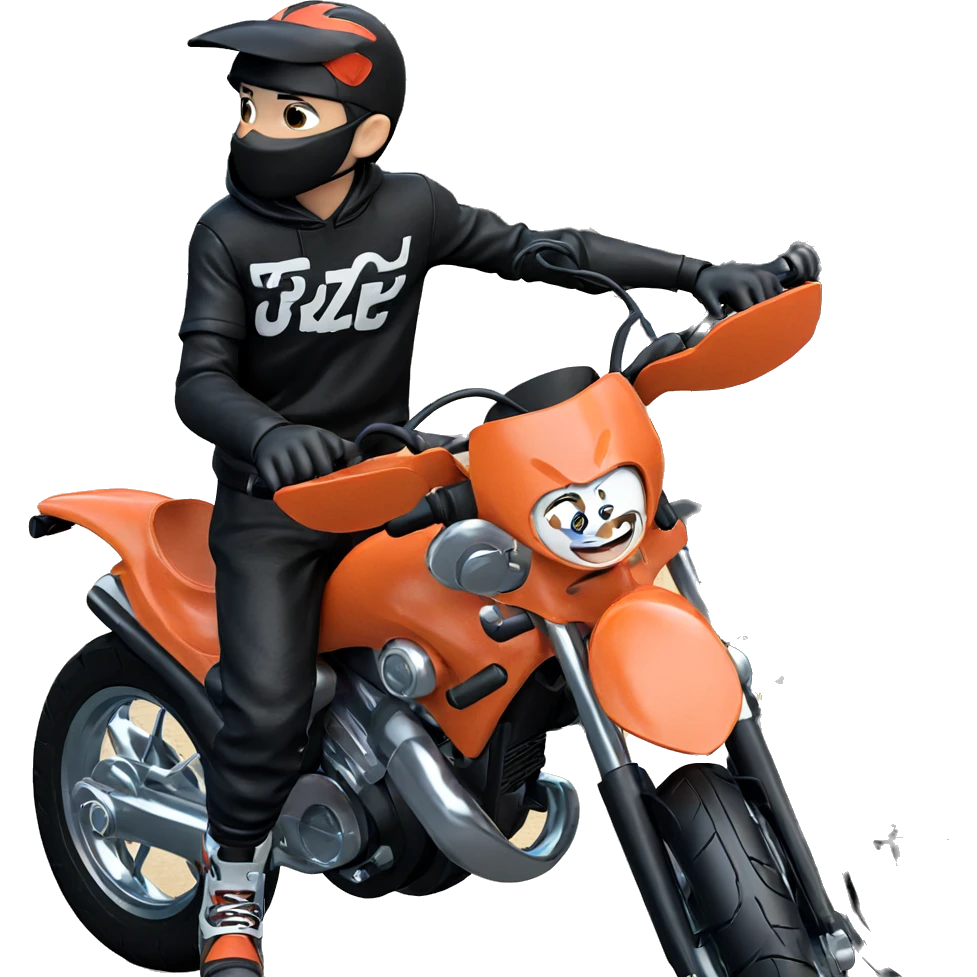 boy with motorcycle by tree emoji