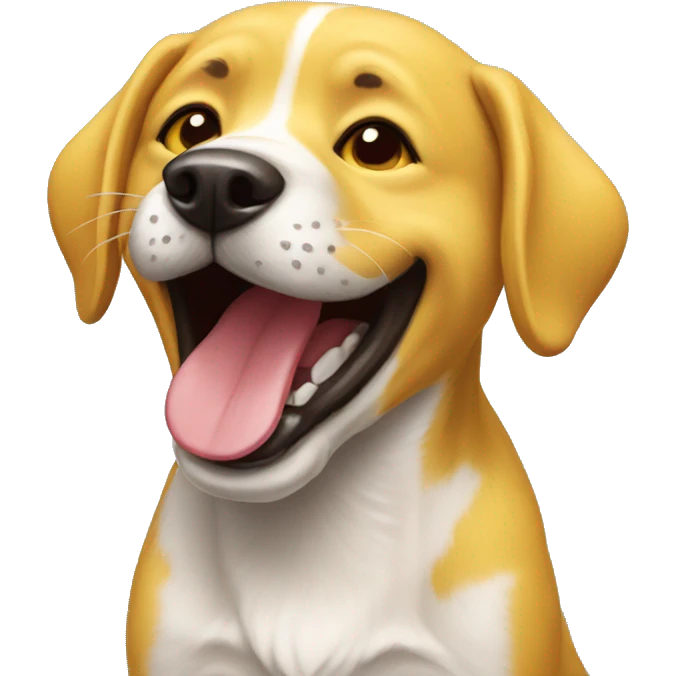 giggling dog yellow emoji
