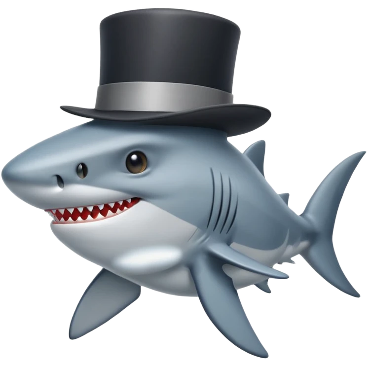 Shark with a top hat emoji