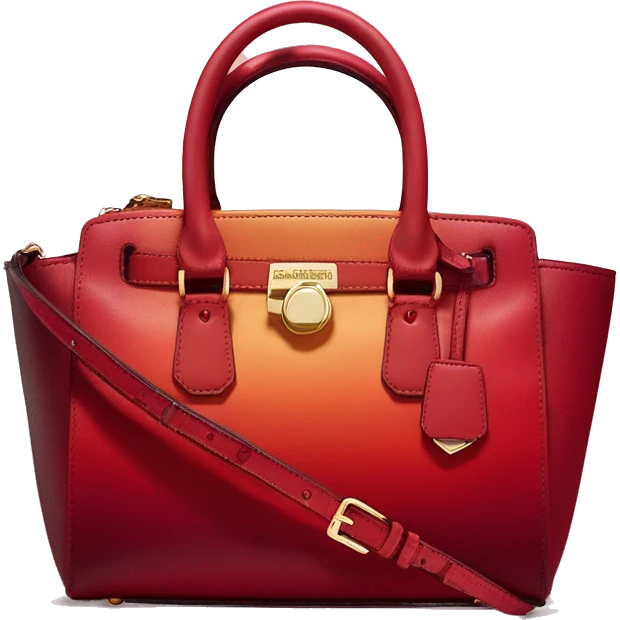 Realistic isolated dark red to candy apple red ombre Michael Kors satchel purse.  emoji