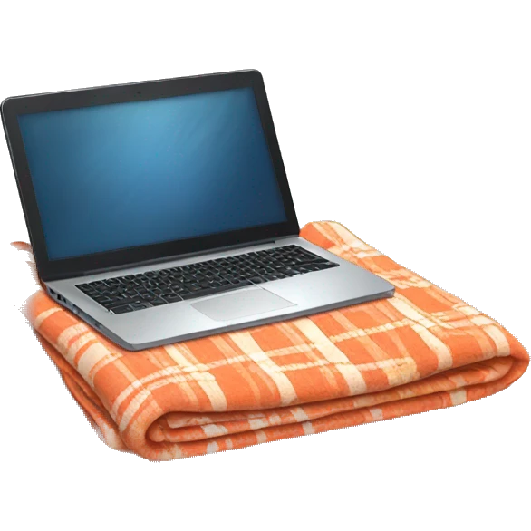 A laptop with a blanket on the side emoji