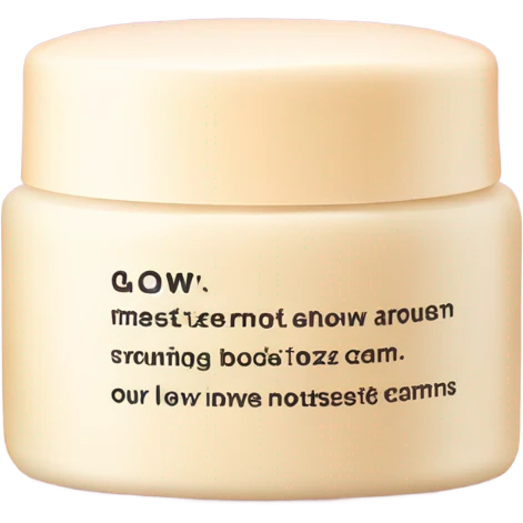 body moisturizer cream pot with a text saying glow  emoji