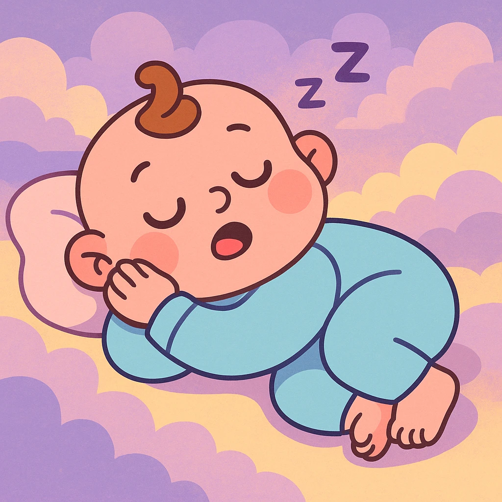 a baby sleeping, pastel colors, dreamy atmosphere emoji