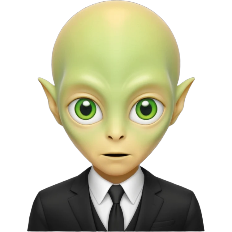 Big head alien with yellow skin, Half body. emoji