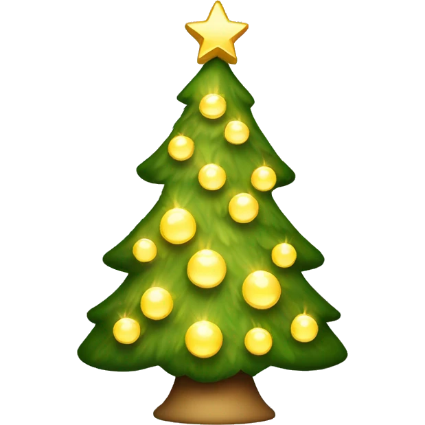 Christmas tree with golden lights smaller without the star on the top emoji
