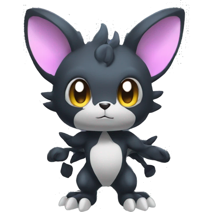 Cute cool fantasy dark-themed animal hybrid Fakemon full body emoji