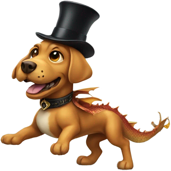 Dog riding a dragon with a top hat  emoji