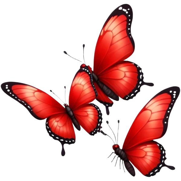 3 mariposas rojas volando emoji