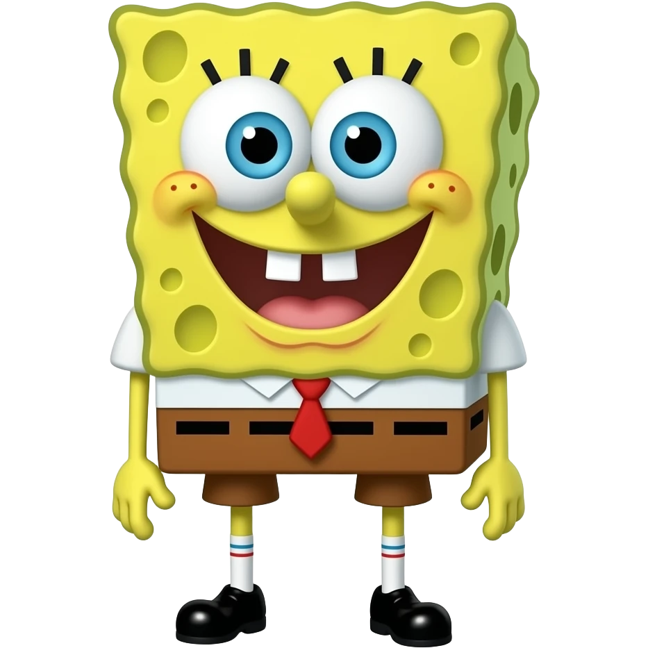 Un bob esponja con camiseta roja y pantalón vaquero negro emoji