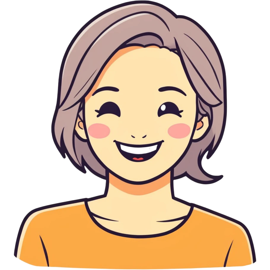 Woman blinking and giving a Big Smile  emoji
