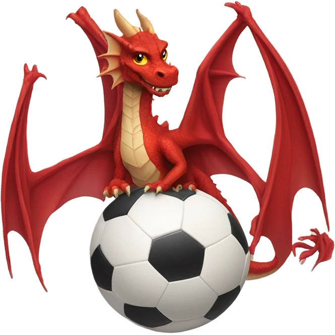 Red dragon with soccer ball emoji