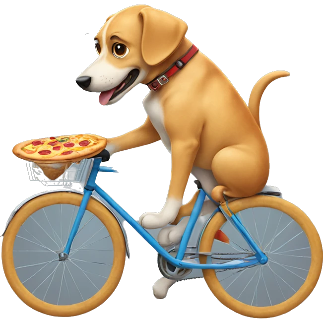dog wearing a bicycle eating pizza emoji