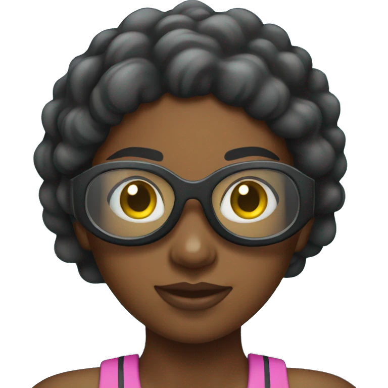 Black girl wearing googles swimming emoji
