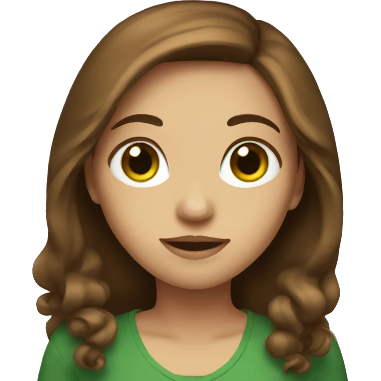 A girl with green eyes and brown hair emoji