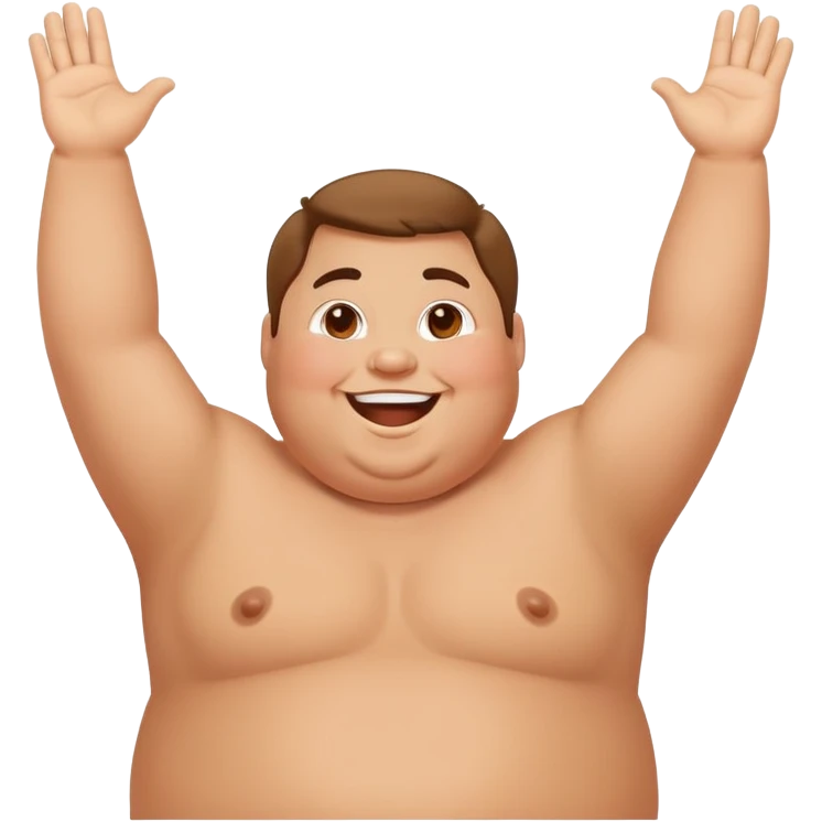 A happy fat person with arms raised in celebration emoji
