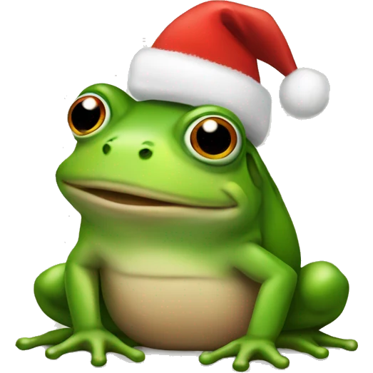 A frog name Pepe with a Christmas hat on emoji