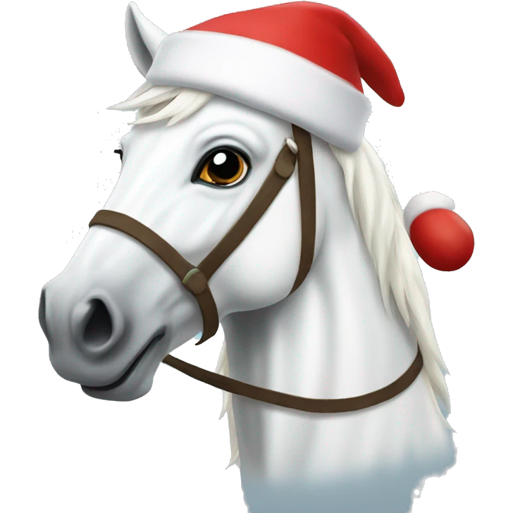 White Horse wearing a santa hat emoji