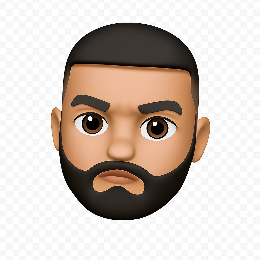 Convert this person into a 3D emoji in the Apple style, keeping the facial features and expression, with a smooth, rounded, cartoon-like look. Remove the background. The style should resemble Apple 3D emojis with a smooth and rounded cartoon-like appearance. emoji