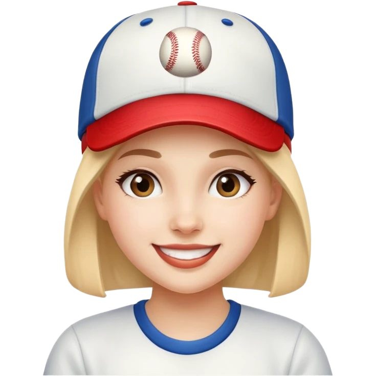 girl with a baseball cap, happy face emoji