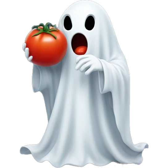 Ghost holding tomato emoji