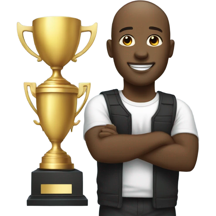 Bald black man on trophy  emoji