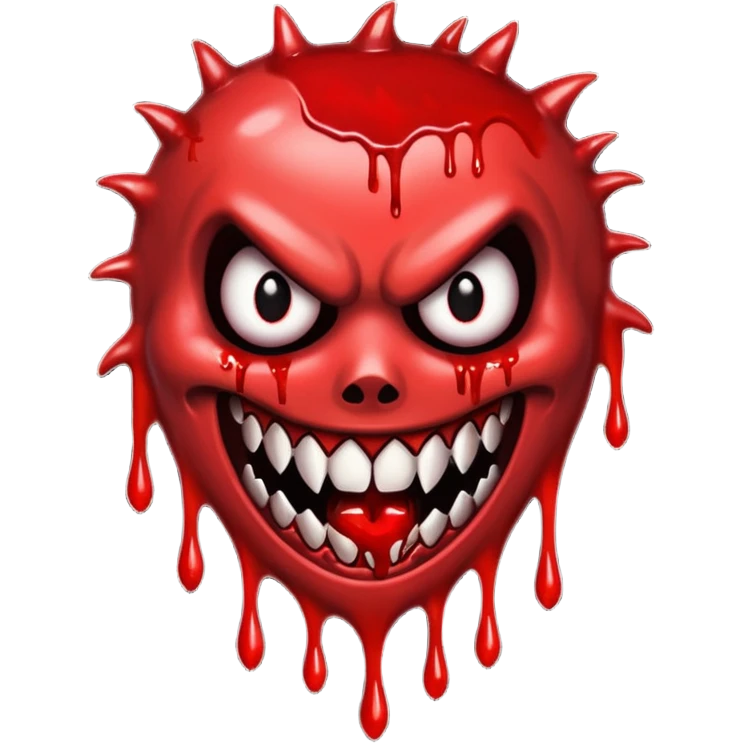 A logo with a bloody and scary killer design emoji