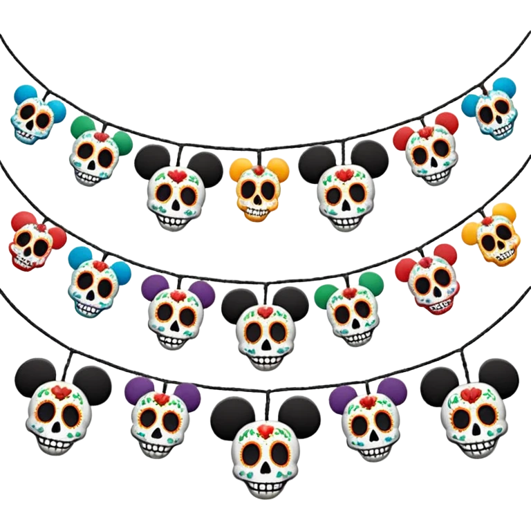Cordeles de día de muertos con caras de Mickey mouse  emoji