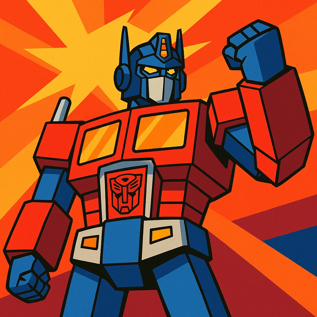 Optimus Prime as a robot leader, vibrant and heroic, in a modern cartoon style emoji