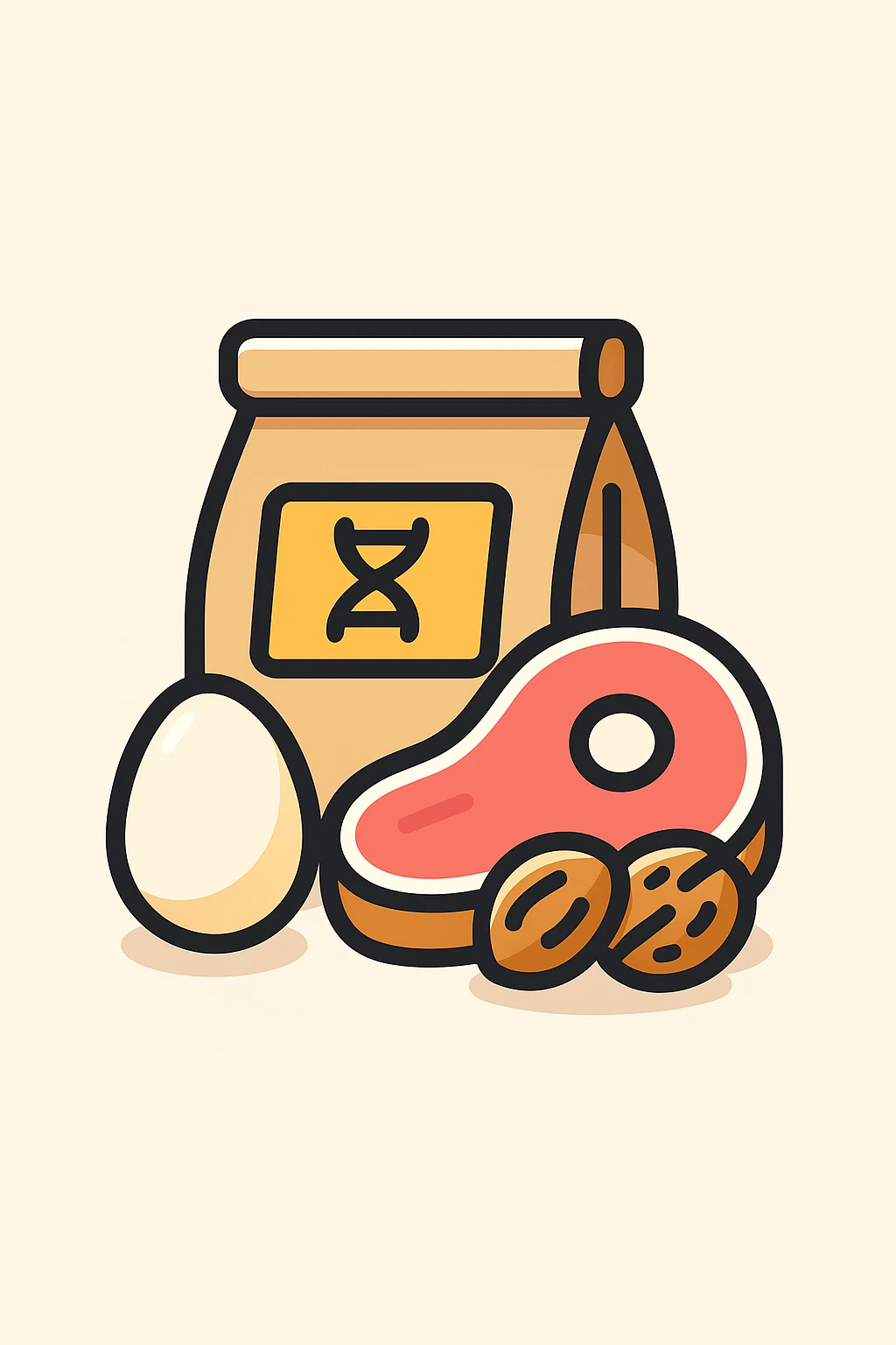 Proteine alimentari su sfondo isolato fammi un icona emoji