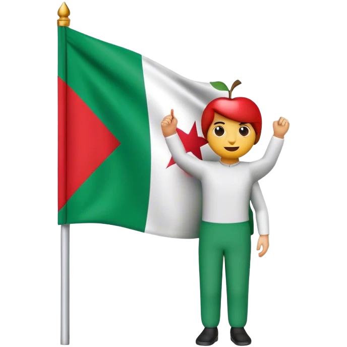 an apple emoji holding an algerian flag emoji