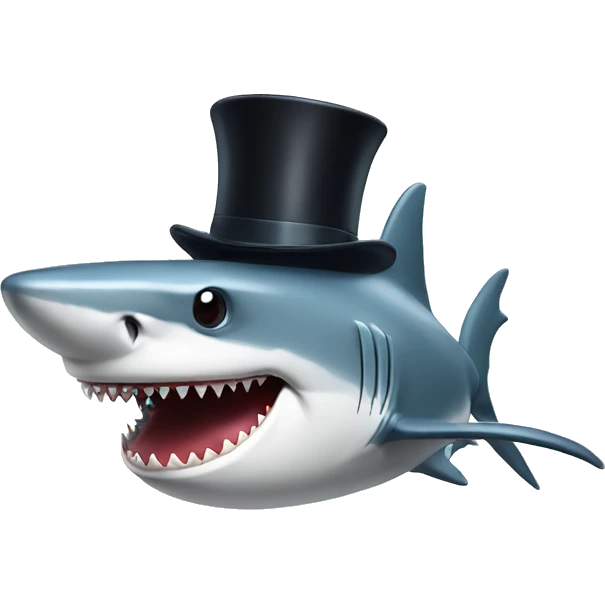 Shark with a top hat emoji