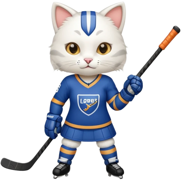female cat hockey player with hockey stick emoji