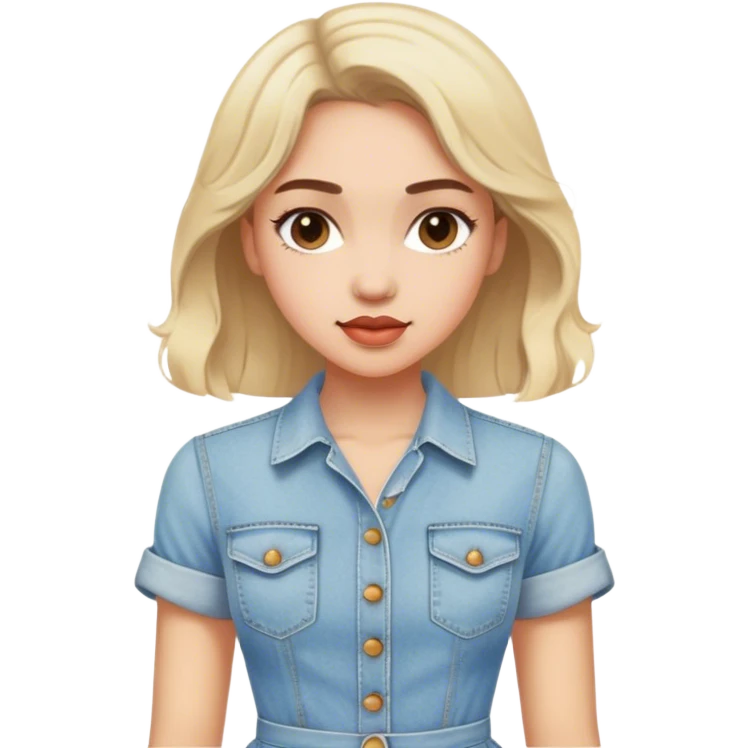 vintage light wash women's denim dress emoji