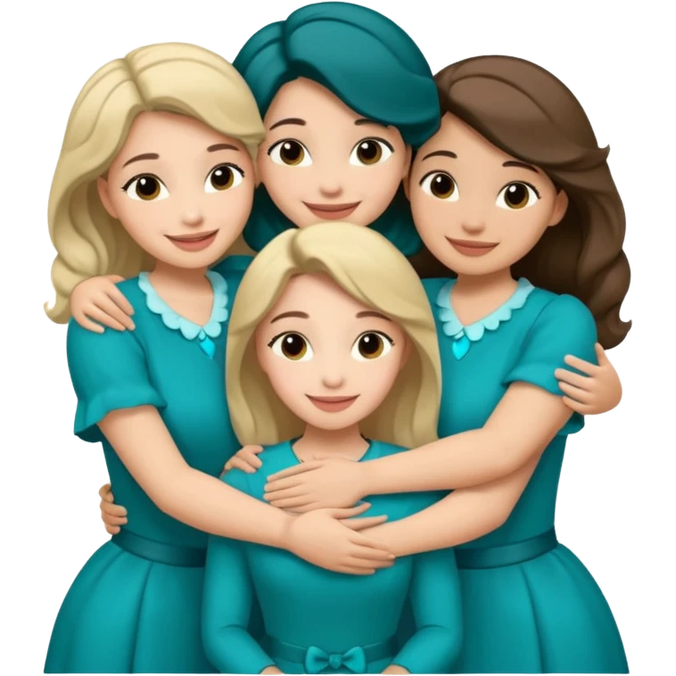 Teal group hug with Belles wording emoji