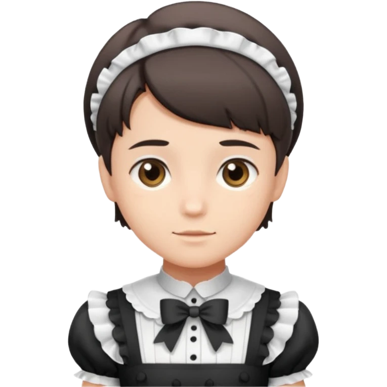 Guy with short hair wearing a cute maid dress emoji