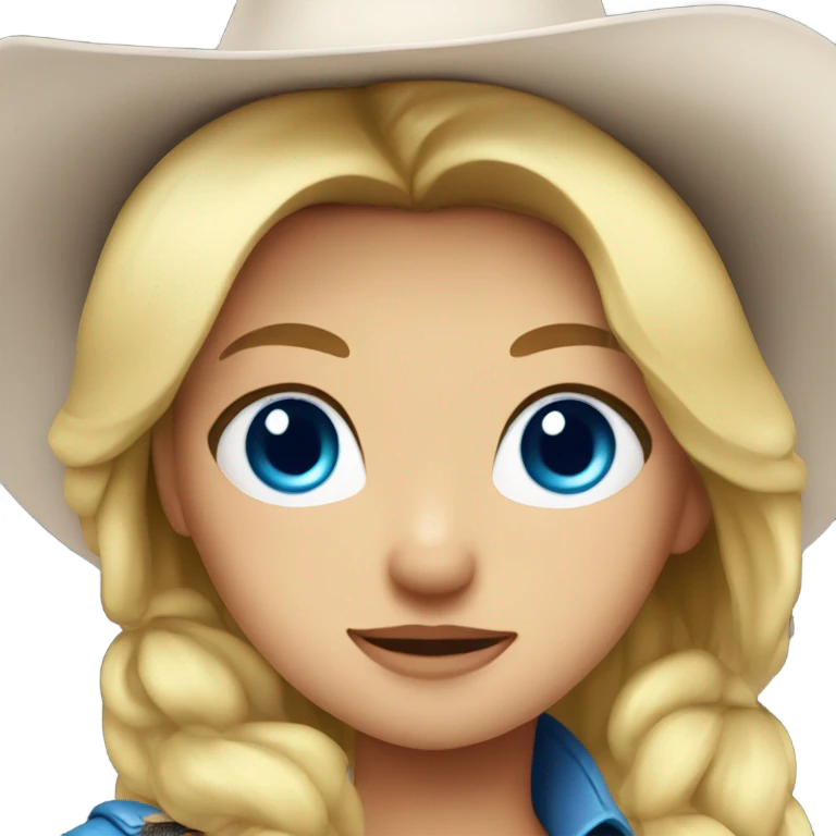 Blonde cowgirl, waist up, blue eyes emoji