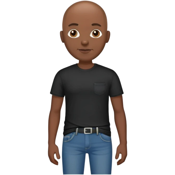 Bald man in black t-shirt and jeans emoji