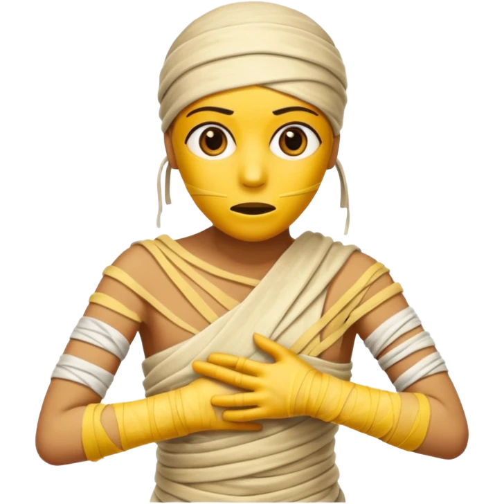 mummy wrapped in yellowed bandages, one arm stretched forward.
 emoji