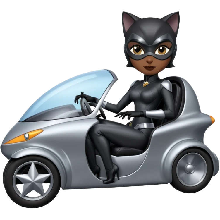 Hot rod Cat Woman’s sports futuristic Catmobile twin seated car  emoji