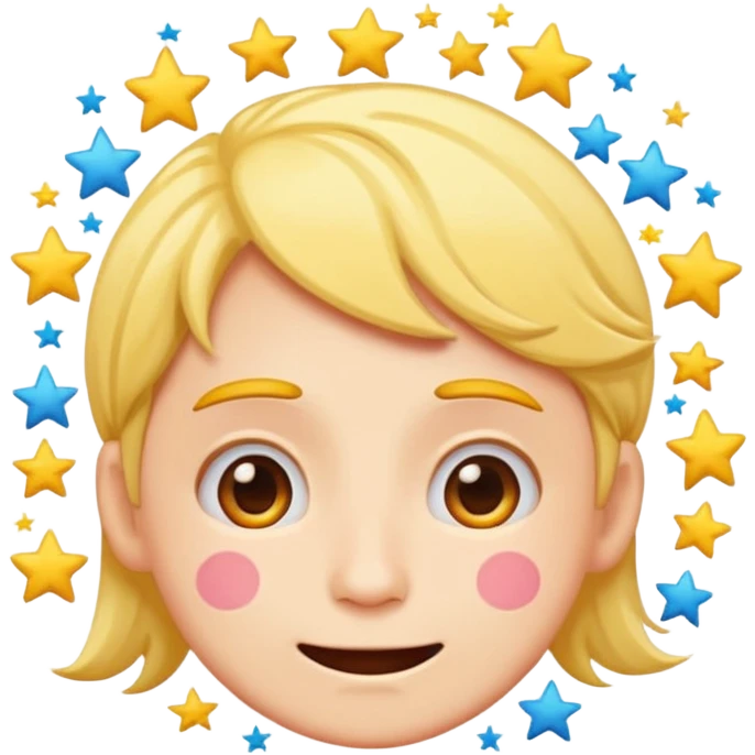 cartoon emoji sticker with a dizzy face and stars around the head, colorful and cheerful, no text, suitable for WhatsApp and Instagram emoji