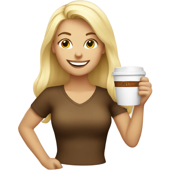 smiling blonde with coffee cup emoji