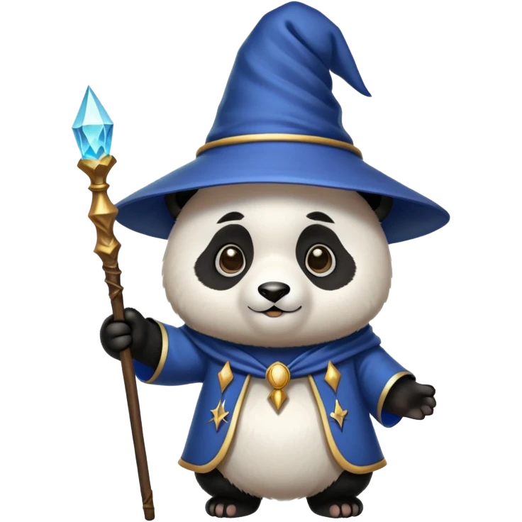 Panda wizard with magic wand and wizard hat emoji