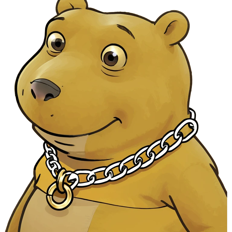 Winnie the Pooh with a gold chain  emoji