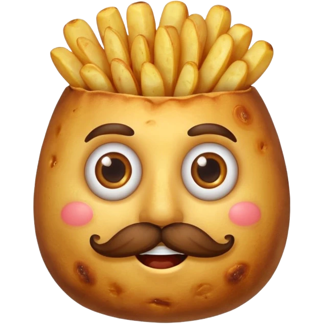 fried potato with eyes and mustache emoji